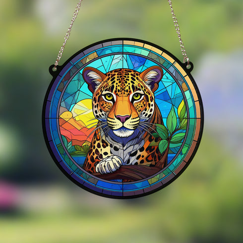 Leopard Stained Glass Effect Suncatcher